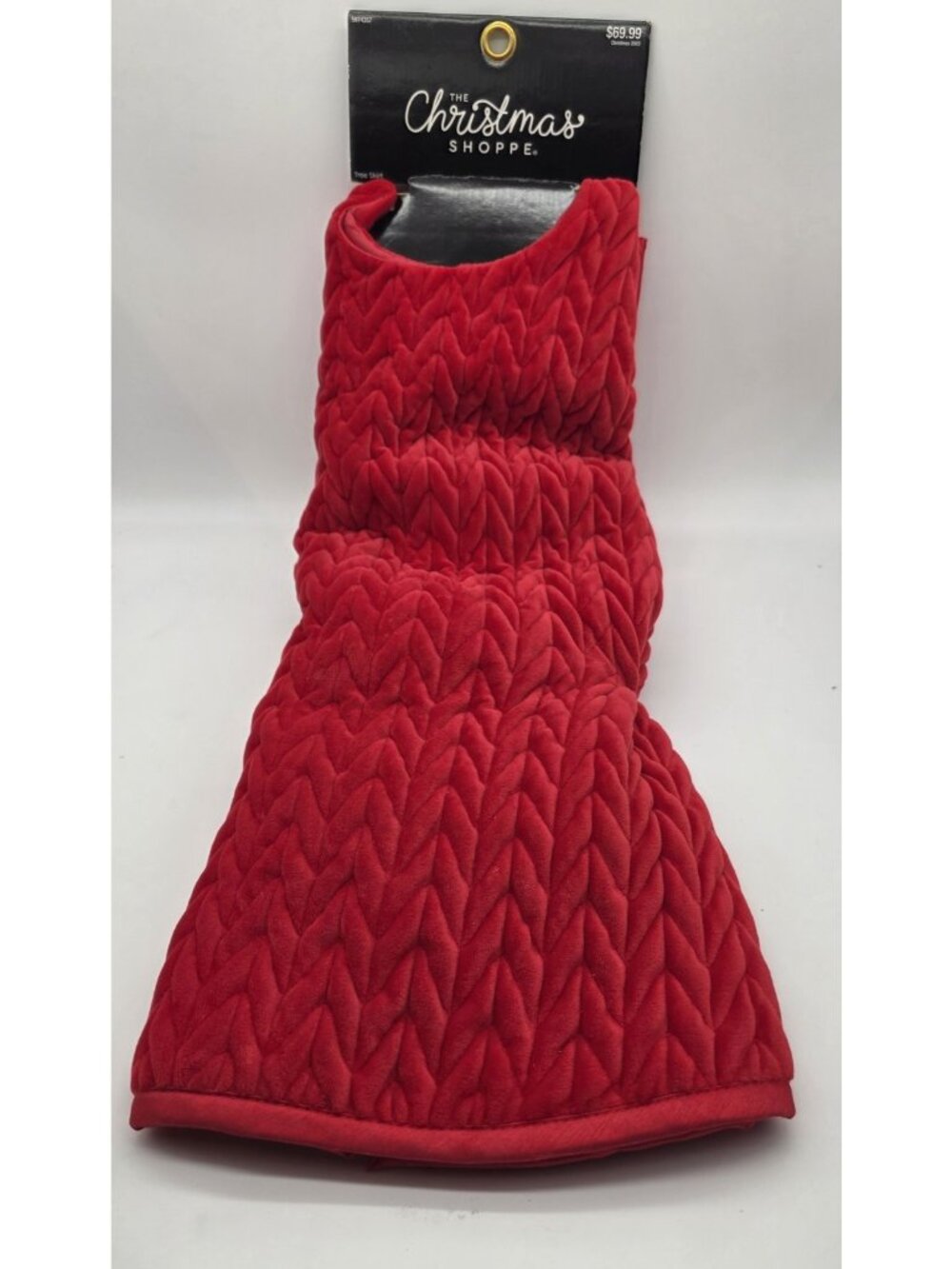 The Christmas Shoppe Christmas Tree Skirt Red Velour Textured 48" Holiday Decor